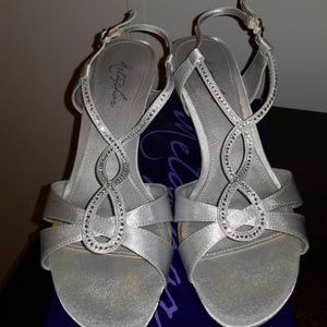 Elegant  silver evening sandals size 9.5